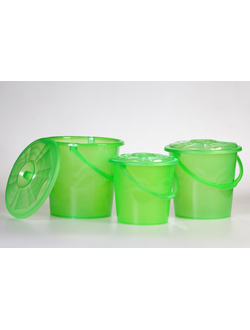 Ведро 13 л. пластик. с крышкой цв. в ассорт.