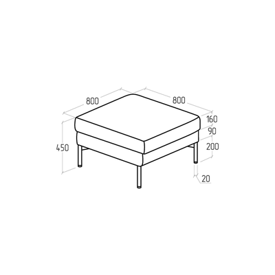 Банкетка Everprof Gamma угловая одноместная Экокожа Черный
