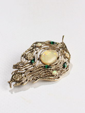 Брошь "Лист ажурный " светлый металл