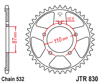Звезда ведомая JT JTR830.47 (JTR830-47) (R830-47) для Suzuki Road