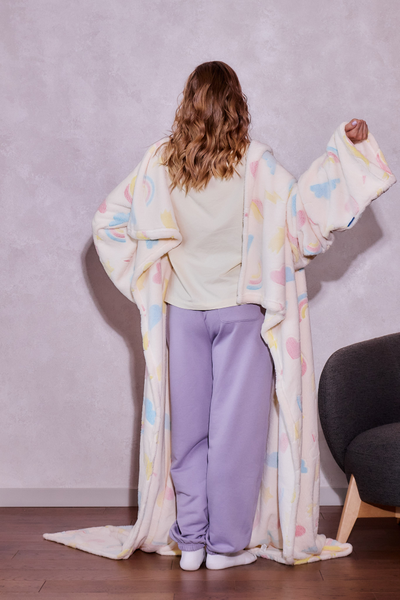 Плед с рукавами "Стикеры" светящийся  из микрофибры (велсофта)