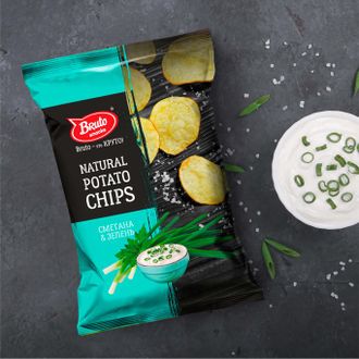 Бруто Сметана и зелень, чипсы из картофеля в упаковке 120 гр.
