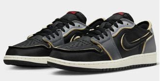 Nike Air Jordan Retro 1 Low Og Ex Black Smoke Grey (Серые) сбоку