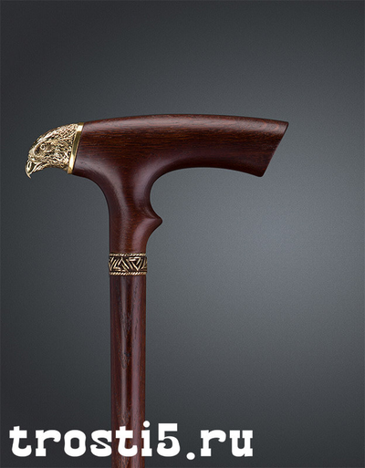Уникальная трость с головой птицы на деревянной рукояти "Ястреб"