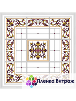 Пленка самоклеющаяся на потолок , витражная пленка, пленочный витраж с классическим рисунком