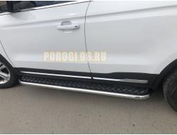 Пороги с накладным листом d53 для Geely Atlas 2018-