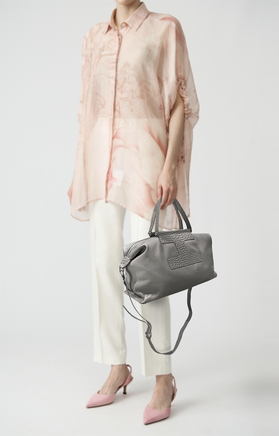 (АРТИКУЛ: 9955/1/9) СУМКА ЖЕНСКАЯ, СРЕДНЕГО РАЗМЕРА, НАТУРАЛЬНАЯ КОЖА, СЕРАЯ, С ПЛЕЧЕВЫМ РЕМНЕМ