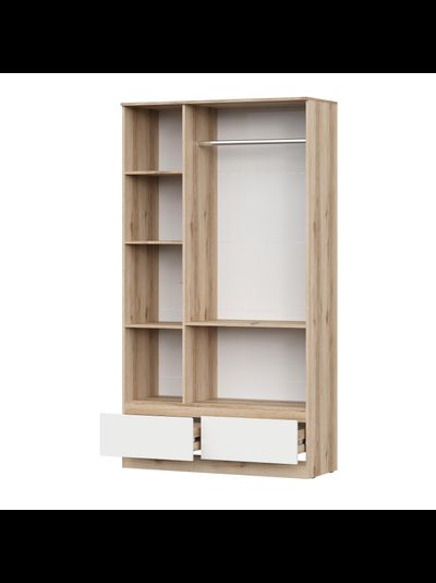 Брауни шкаф трехстворчатый (с ящиками) Дуб Делано/Белый