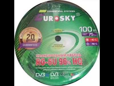 Кабель Eurosky 660 (96%) White SM  черный