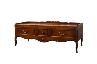 Тумба под ТВ с 3 ящиками на резных ножках.