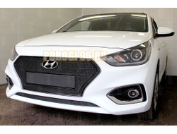 Защита радиатора Hyundai Solaris 2017- black верх PREMIUM