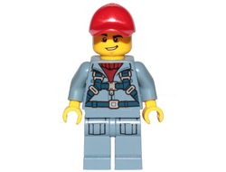 Ocean Mini-Submarine Pilot  - Male, Harness, Sand Blue Legs with Pockets, Red Cap, Lopsided Grin, n/a (cty1163)