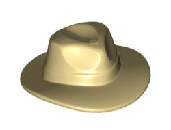Minifigure, Headgear Hat, Wide Brim Outback Style Fedora, Tan (61506 / 4540107)