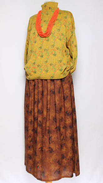 ЮБКА "ХЛОПОК НА ПОДКЛАДЕ" синяя, терракотовая до р.48