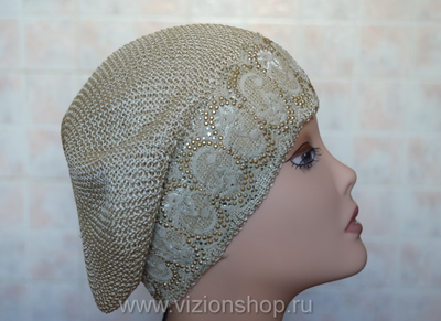 вязаный берет с кружевом женский летний