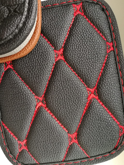 Коврики Премиум 3D черная экокожа и красная отстрочка