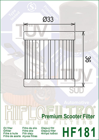 Масляный фильтр HIFLO FILTRO HF181 для Aprilia Scooter // Cagiva (800093541) // Italjet (210410229) // Piaggio (410229)