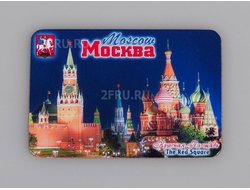 Гибкий сувенирный магнит на холодильник 8х6 см. с фото ночного Московского Кремля