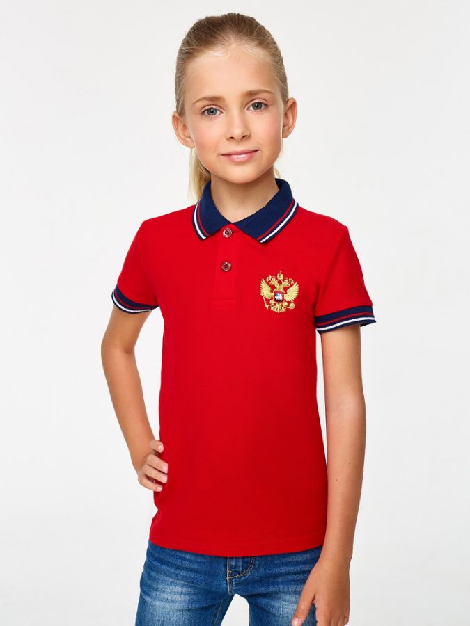 Детская футболка поло, с символикой России