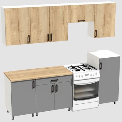 Кухня Эконом 1,8 метра с полуколонкой (1300х500) Цвет: Дуб Вотан/Базальт