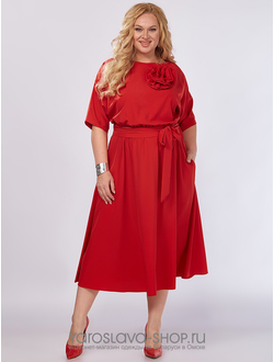 Модель: А-4043-3.Элегантное женское платье в красном цвете