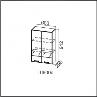 Шкаф навесной 600/912 (со стеклом)