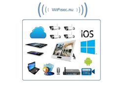 GoscamCCTV. Комплект уличного WiFi/LAN  видеонаблюдения, сенсорный монитор 10" с DVR и 4 беспроводные видеокамеры, Full HD