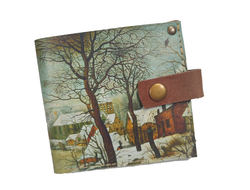 Портмоне-бифолд с принтом по мотивам картины Питера Брейгеля Старшего "Зимний пейзаж с ловушкой для птиц"