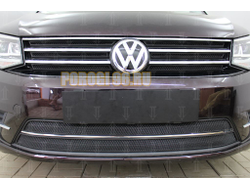 Защита радиатора Volkswagen Caddy 2015- (6 частей) black верх