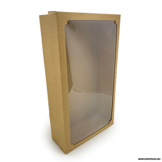 Коробка картонная с окном 45 х 25 х 10 см Бурый