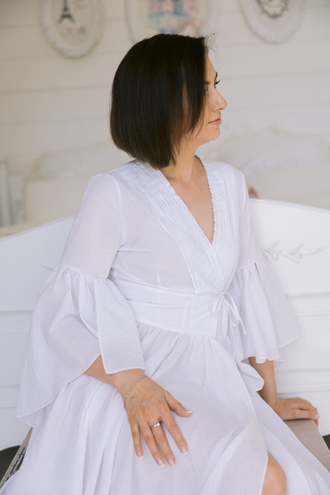 Будуарное платье-халат (белое)