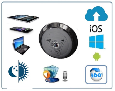 Панорамная потолочная WiFi видеокамера  с DVR (fish_ufo2_G), 960P HD (360EyeS)