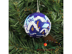 Шарик «Зимний вечер" со снегом - 7см - Набор для вязания крючком с бисером от Ирины Рудевич