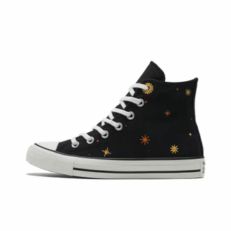 Кеды Converse All Star черные высокие со звездами