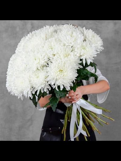 БУКЕТ ИЗ 19 ШАРООБРАЗНЫХ ХРИЗАНТЕМ