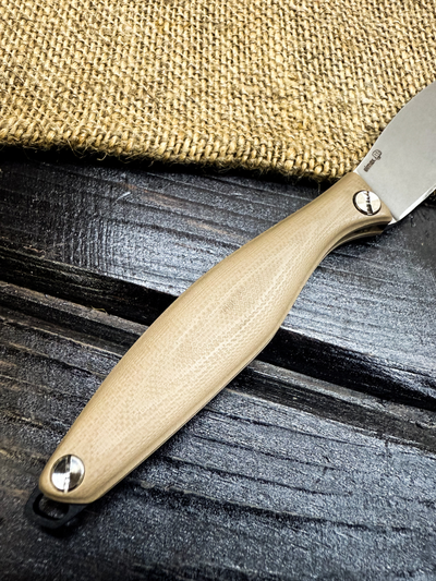 Фрикционный складной нож Канадец Малый сталь ELMAX, рукоять G10 тан