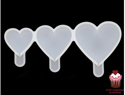 Силиконовая форма для леденцов "Сердца 3 в 1"