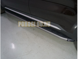 Пороги алюминиевые с пластиковой накладкой (карбон серые) 1820 мм ТСС для Kia Sorento 2020-