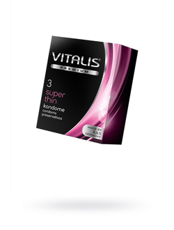 274 Презервативы Vitalis, premium, ультратонкие, 18 см, 5,3 см, 3 шт.