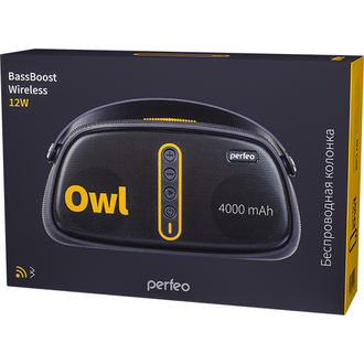 Bluetooth-колонка «OWL» FM, MP3 microSD, USB, AUX, мощность 12Вт, 4000mAh