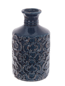 Ваза синяя с восточным орнаментом L12,5 W12,5 H23,5 см