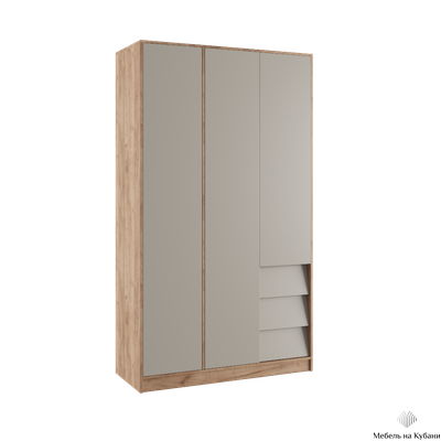 Ева шкаф 3-х створчатый Крафт табачный/Кашемир