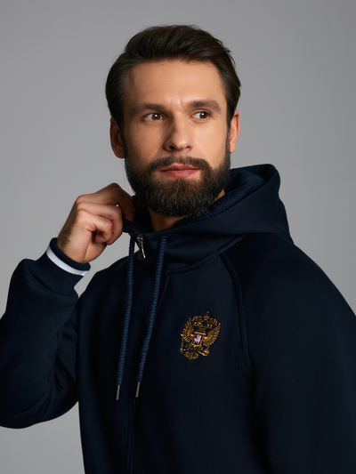 Темно-синий,  спортивный костюм мужской, теплый  12SKM-1091