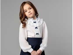 Д 5093 Блузка длинный рукав три бантика р.122-158