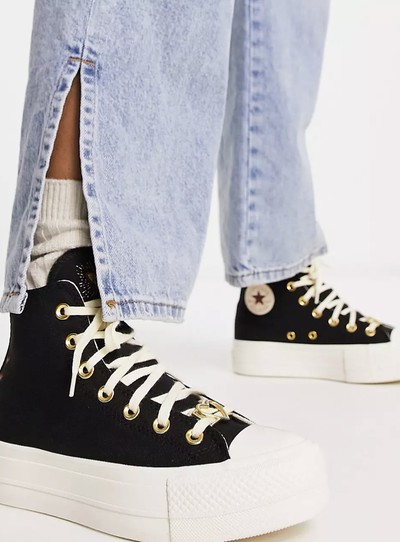 Converse All Star Lift Hearts Valentines Day черные высокие на платформе с сердечками