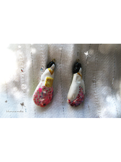 Серьги из холодного фарфора "Восточная красавица"