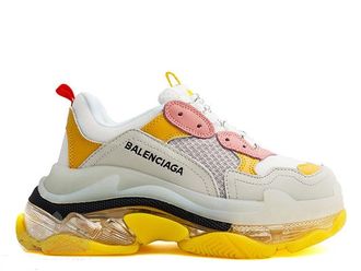 Кроссовки Balenciaga Triple S мульти желтые с белым с прозрачной подошвой женские