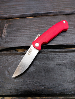 Фрикционный складной нож Микрос сталь AUS10, рукоять G10, цвет красный