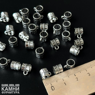 Бейл средний "Барабан" 6,8х9,2 мм отверстие 5 мм цвет серебро, цена за штуку