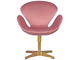Кресло дизайнерское DOBRIN SWAN, розовый велюр BLUVEL52, золотое основание